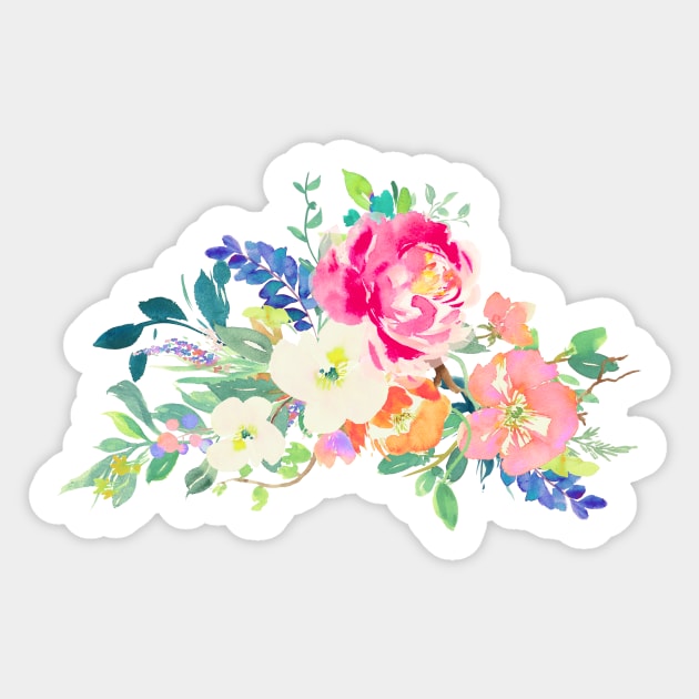 Floral Watercolor, Pink Peonies Sticker by PixDezines